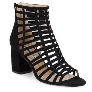 Karl Lagerfeld STRAPPY HEEL SUEDE SANDALS (Black)
